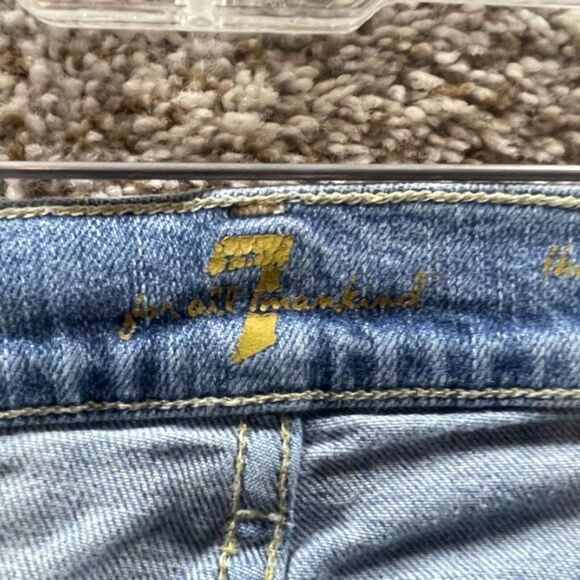 7 For All Mankind Jeans Womens 26 Blue Denim Skinny Crop And Roll Preppy Ladies - Picture 7 of 10